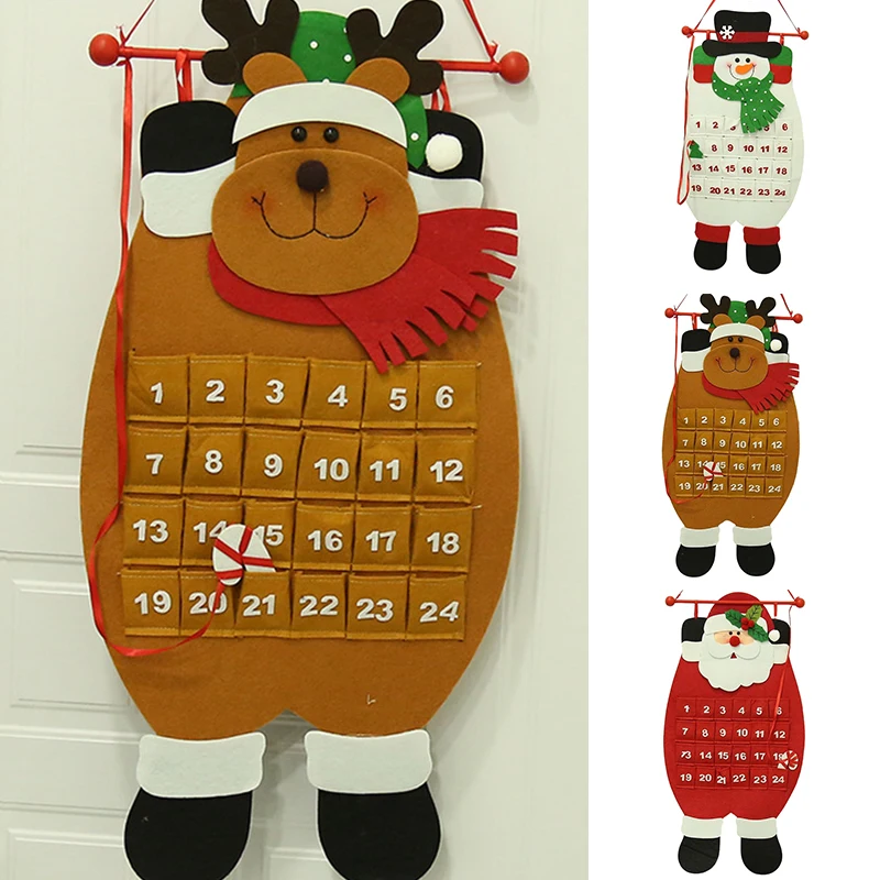 

Горячая Распродажа, Рождественский подвесной календарь, креативный войлочный тканевый календарь на 24 дня, украшение для дома, гостиной, спа...