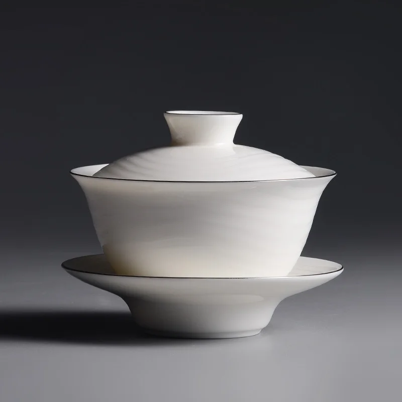 Керамическая чаша с крышкой gaiwan из фарфора, китайская чашка Kongfu для чая, чайник Gaiwan в китайских традициях.