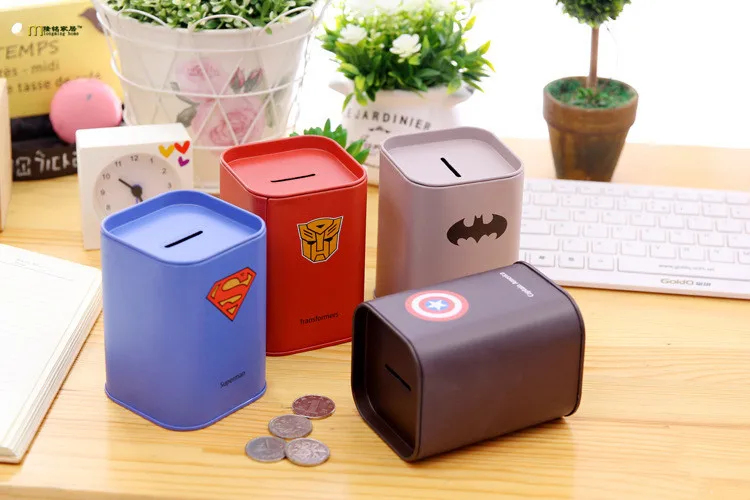 

1PC Personalise Square piggy bank Logbook Series Tin Plate box Money Saving Pot Coin Box 2354 Jewelry Box Storage Tank OK 0447
