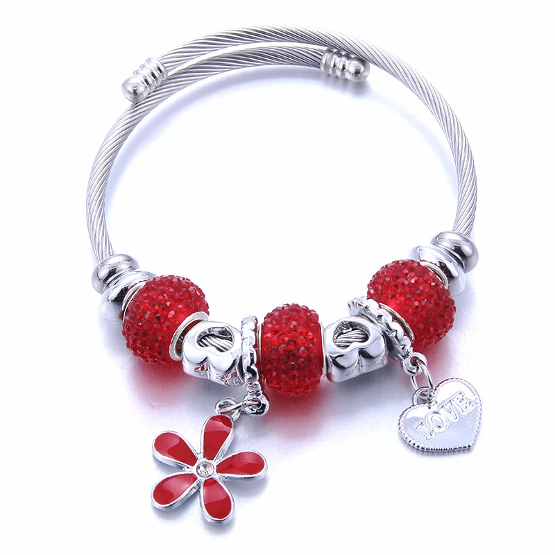 

New red Beaded bracelet Natural stone crystal bead beads Flower&butterfly Pendant charm jewelry women girl beacelets