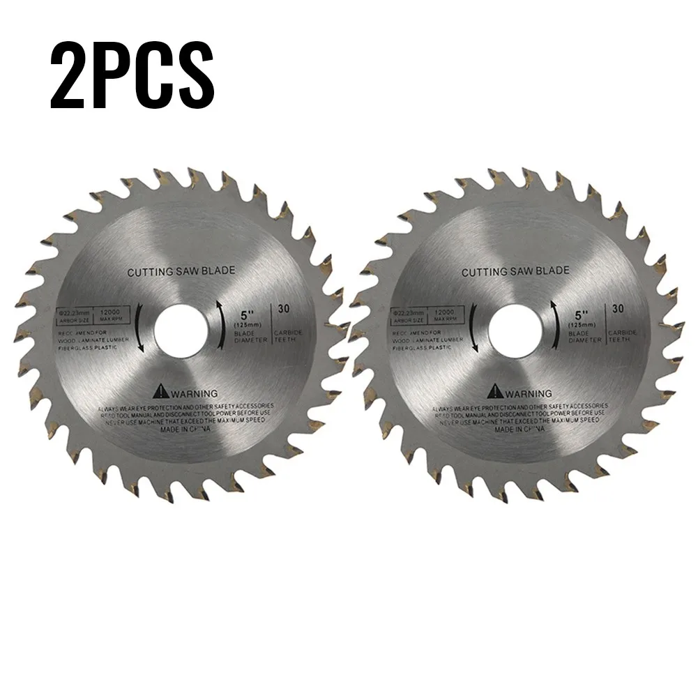 

2PC 5In 30T Saw Blades TCT Circular Saw Blade Carbide Tipped Wood Cutting Disc For Cutting Solid Wood Wood-based Panels Plywood