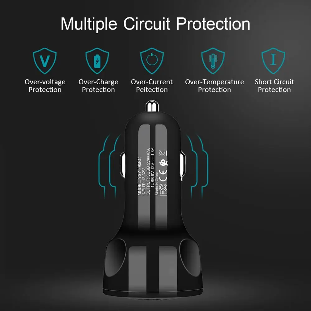 Зарядное устройство Qualcomm Qc 3 0 QC 4 автомобильное зарядное с Usb портами мобильный