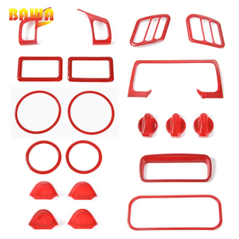 

BAWA 20 Pcs ABS Car Interior Decoration Cover Center console Stickers For Jeep Wrangler TJ 1997-2006