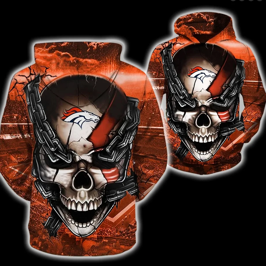 Мода Денвер Бронкос 3D Толстовка крутой Футбол Толстовка| |