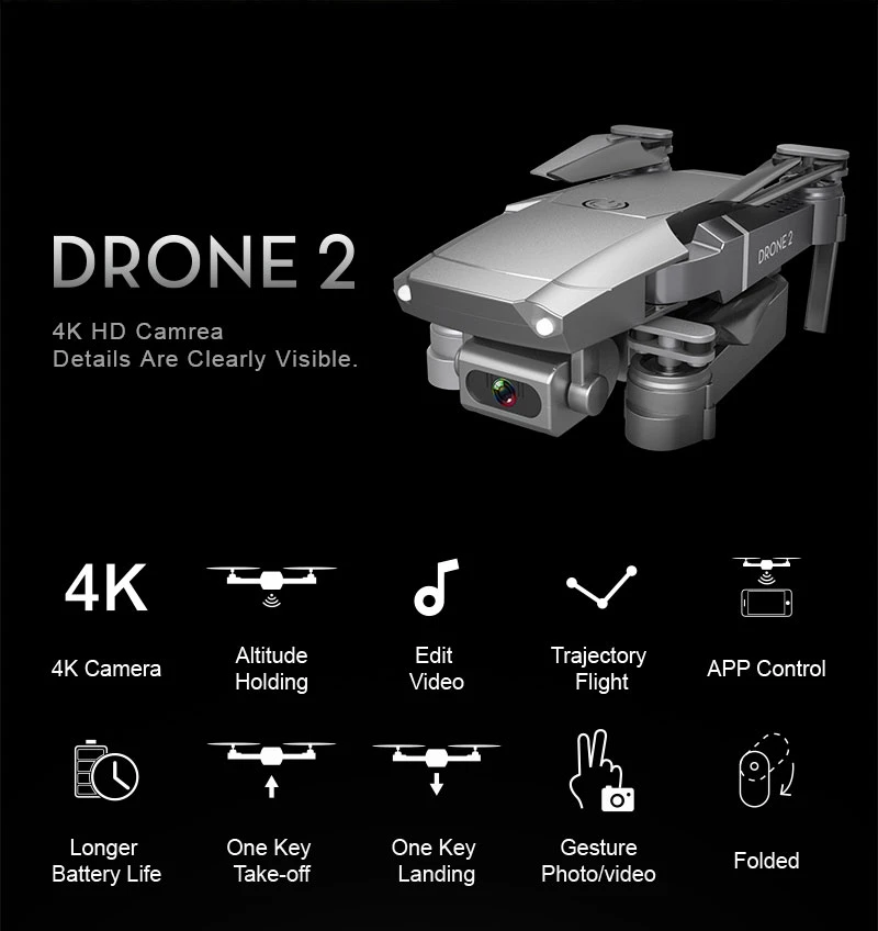 E68 Радиоуправляемый Дрон 4K HD камера wifi FPV Квадрокоптер складной Радиоуправляемый вертолет Квадрокоптер мини дроны VS E58 SG901 E520 Дрон игрушка подарок