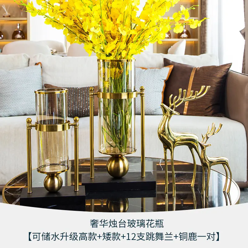 

Fashion Modern Vase Living Room Creative Luxury Transparent Glass Ornaments Flower Pot Decoracion Casa Moderna Decor ED50HP