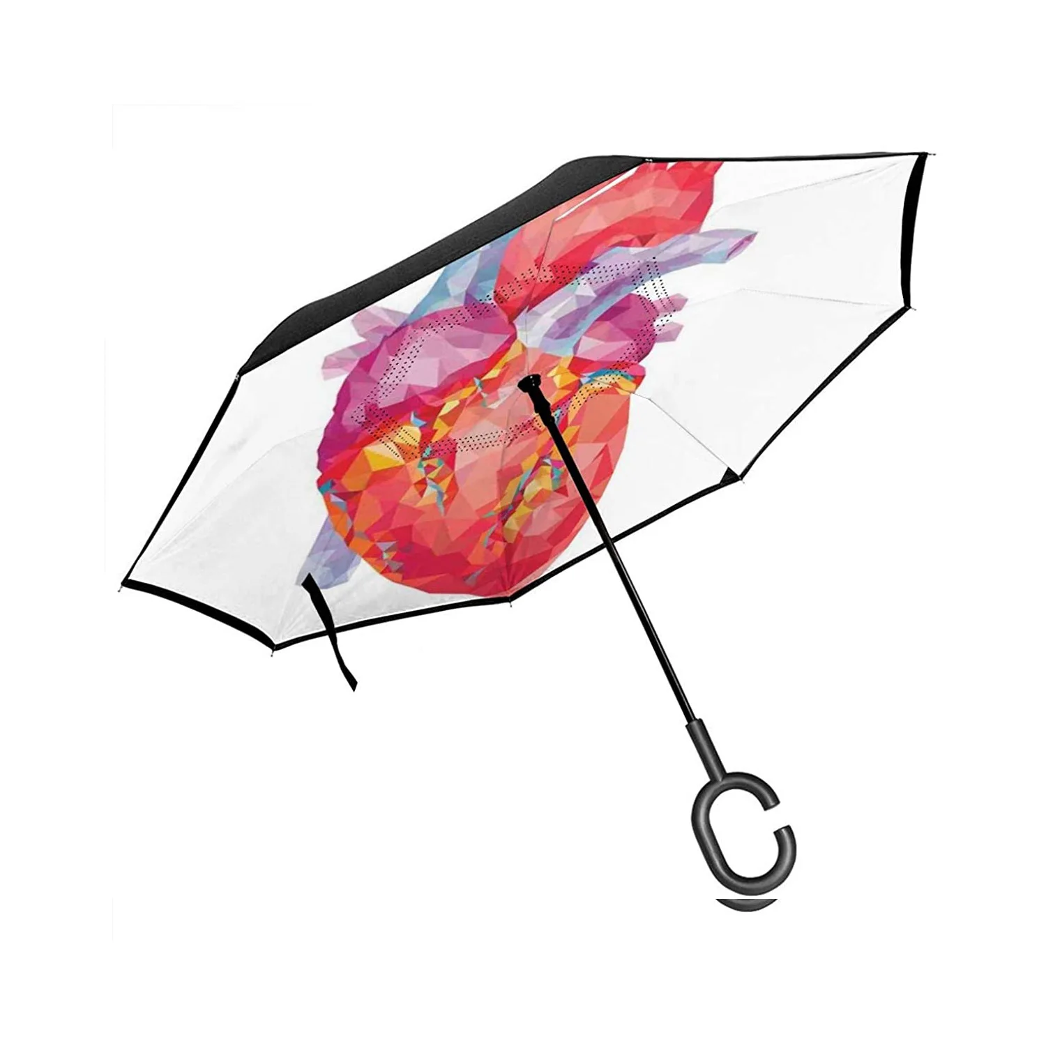 

Автомобильный перевёрнутый зонт, многоугольный человеческий сердечный насос, измерение крови, медицинская мозаика, биология шаблон, с C-обр...