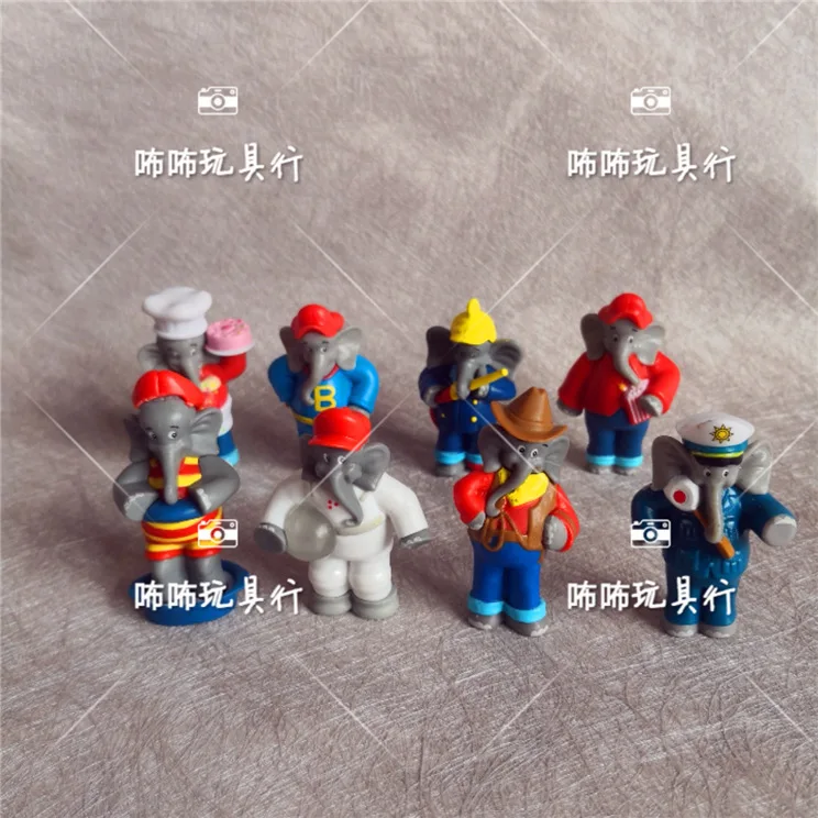 

5PCS/lot benjamin blumchen Cartoon Animal Dolls Elephant Model Chef fireman Kids Toys gift Home Decoration
