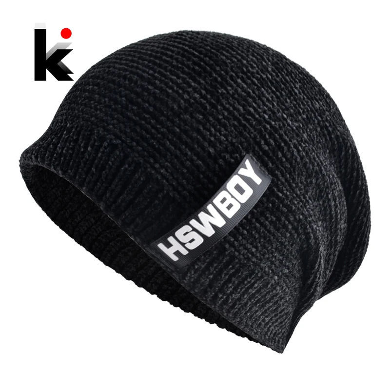 Вязаная Шерстяная Шапочка и шарф для мужчин Зимняя Толстая теплая шапочка