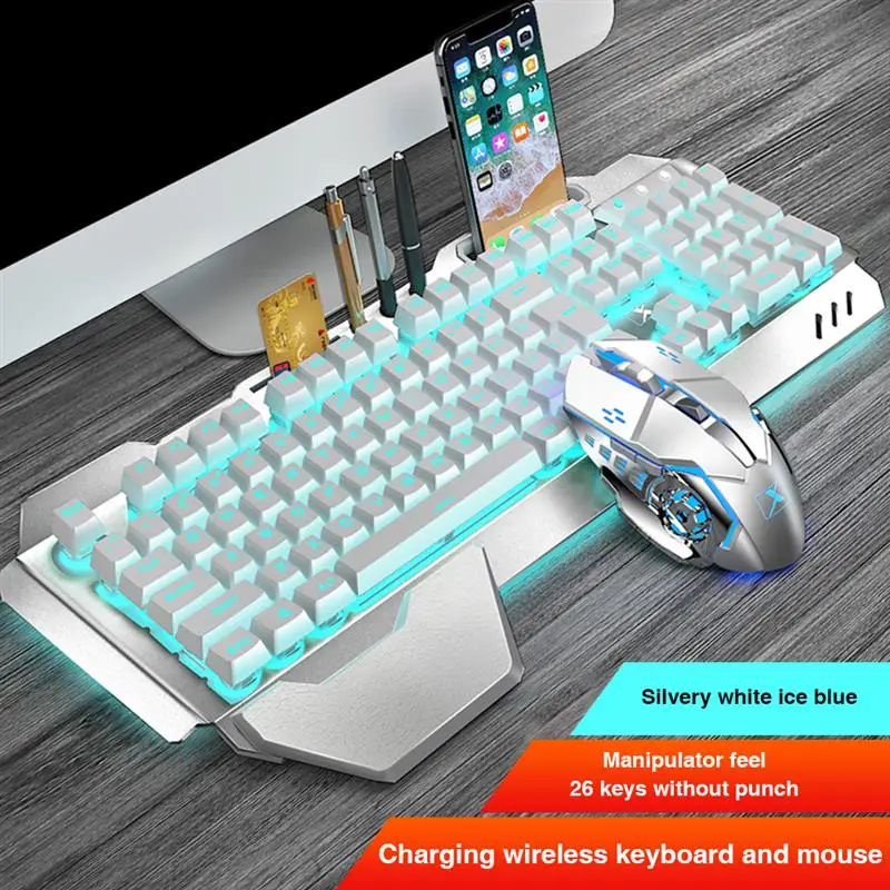 

Durable Keyboard Mouse Combos Classic Delicate K680 2.4G Wireless Rechargeable 26 Keys Non-Conflict Keyboard 6 Button Mouse Set