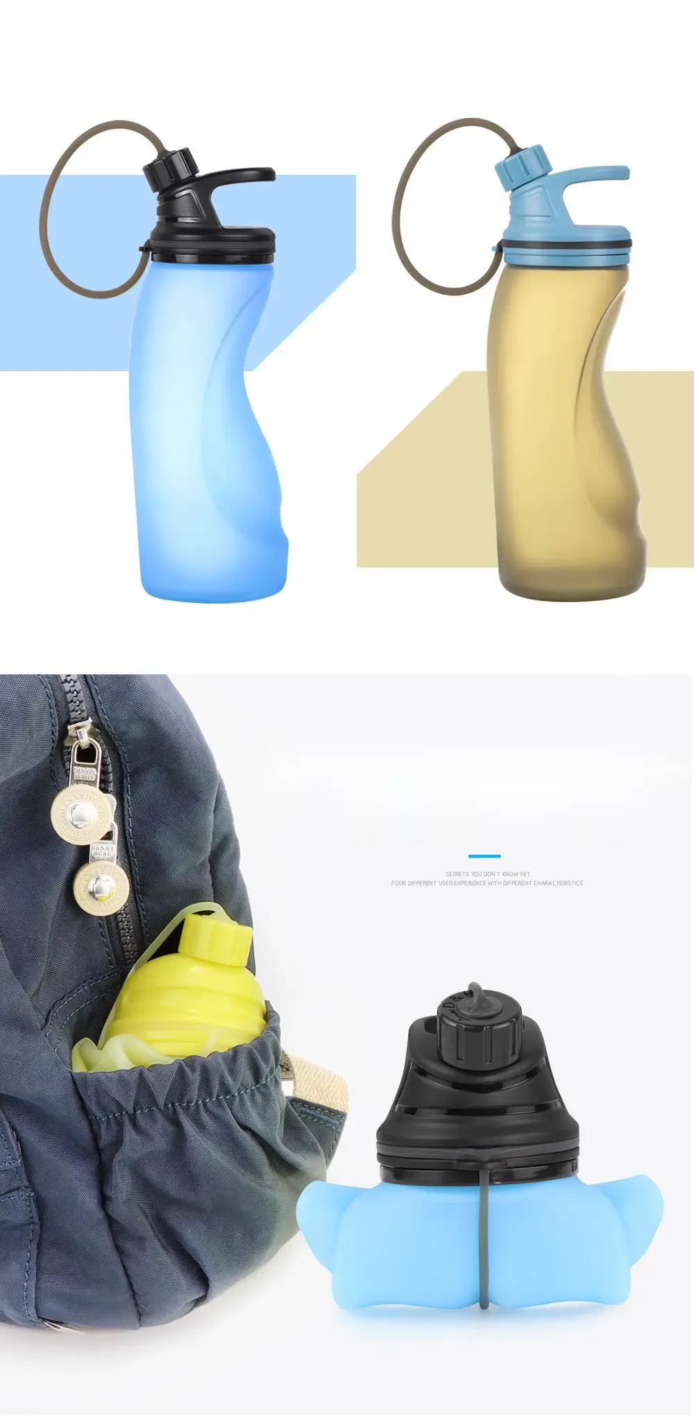 

Silicone Cycling Sports Water Cup Folding Outdoor Camping Hiking Water Bottle Drop-proof Carrying Environmental Water Bottle