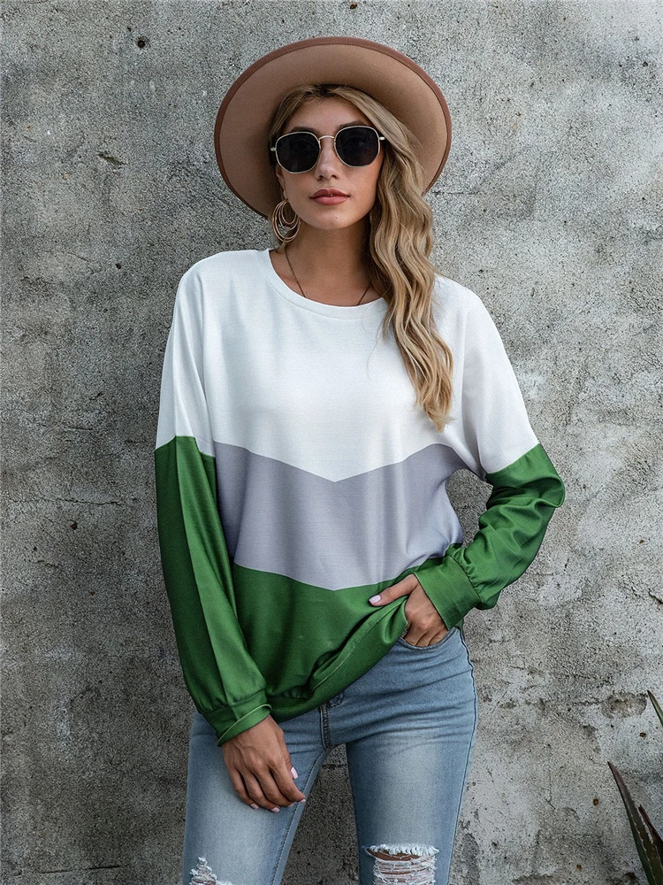 

Fashion Women's T-shirt Long Sleeve Tees Autumn Tops Clothes Printed Three-color Winter Woman Tshirts Round Neck Female Shirt