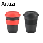 Силиконовая кофейная чашка Aituzi, соломенная кружка для пищевых продуктов, для улицы, кемпинга, походов, складная черная бутылка для воды