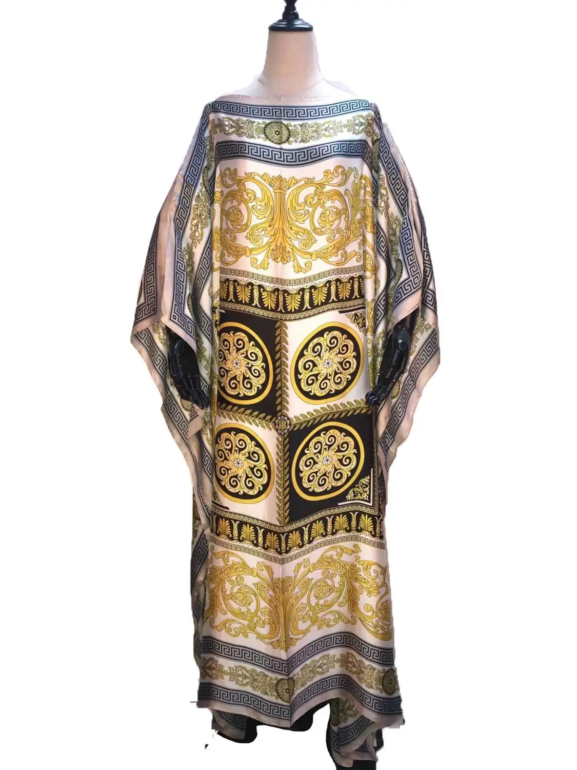 

2020 classic Printed Free Size bohemian Beach evening party Rayon kaftan Maxi dress Full length Malaysia Summer Muslim Dresses