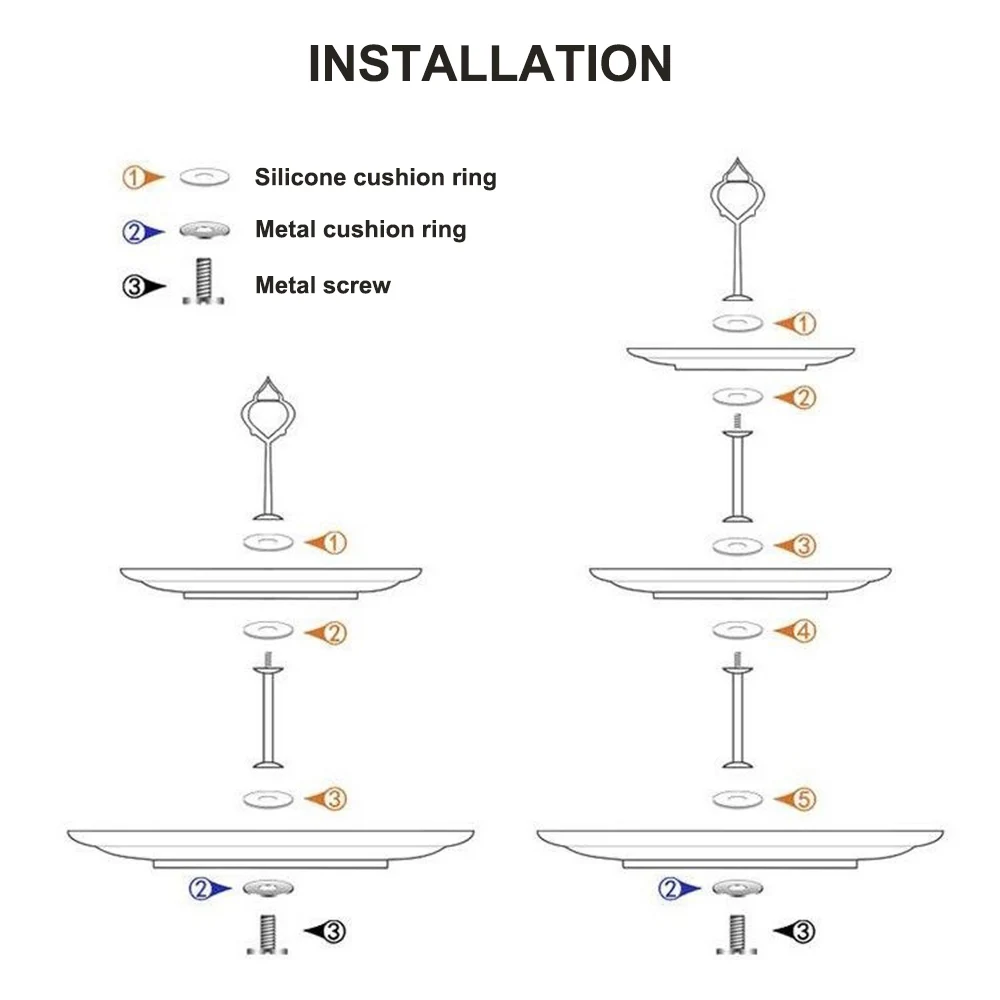 

3 Tier Sturdy Cake Plate Stand Zinc Alloy Cupcake Tray Handle Fittings Hardware for Wedding Parties Favor Supply