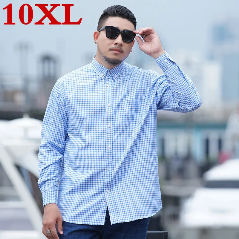 

9XL big 10XL plus size 8XL 7XL 6XL Casual loose Fit Male Social Shirts Brand Long Sleeve Business Shirt Men Clothes