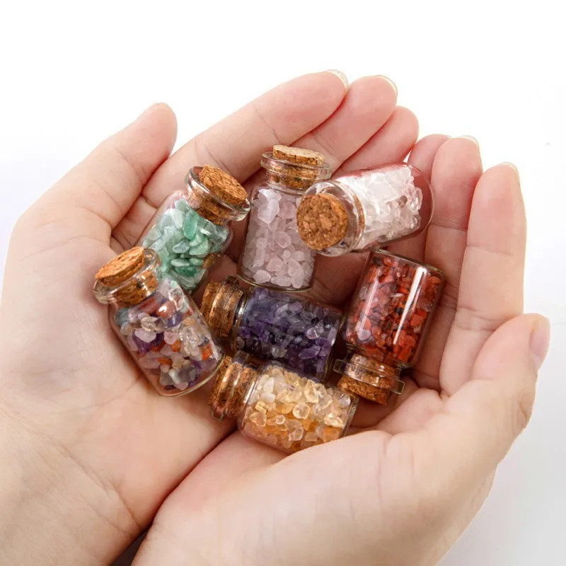 

Natural Crystal Glass Wishing Bottle Lucky Rock Stone Polished Stones Drifting Bottle Birthday Gift Home Decoration Accessories
