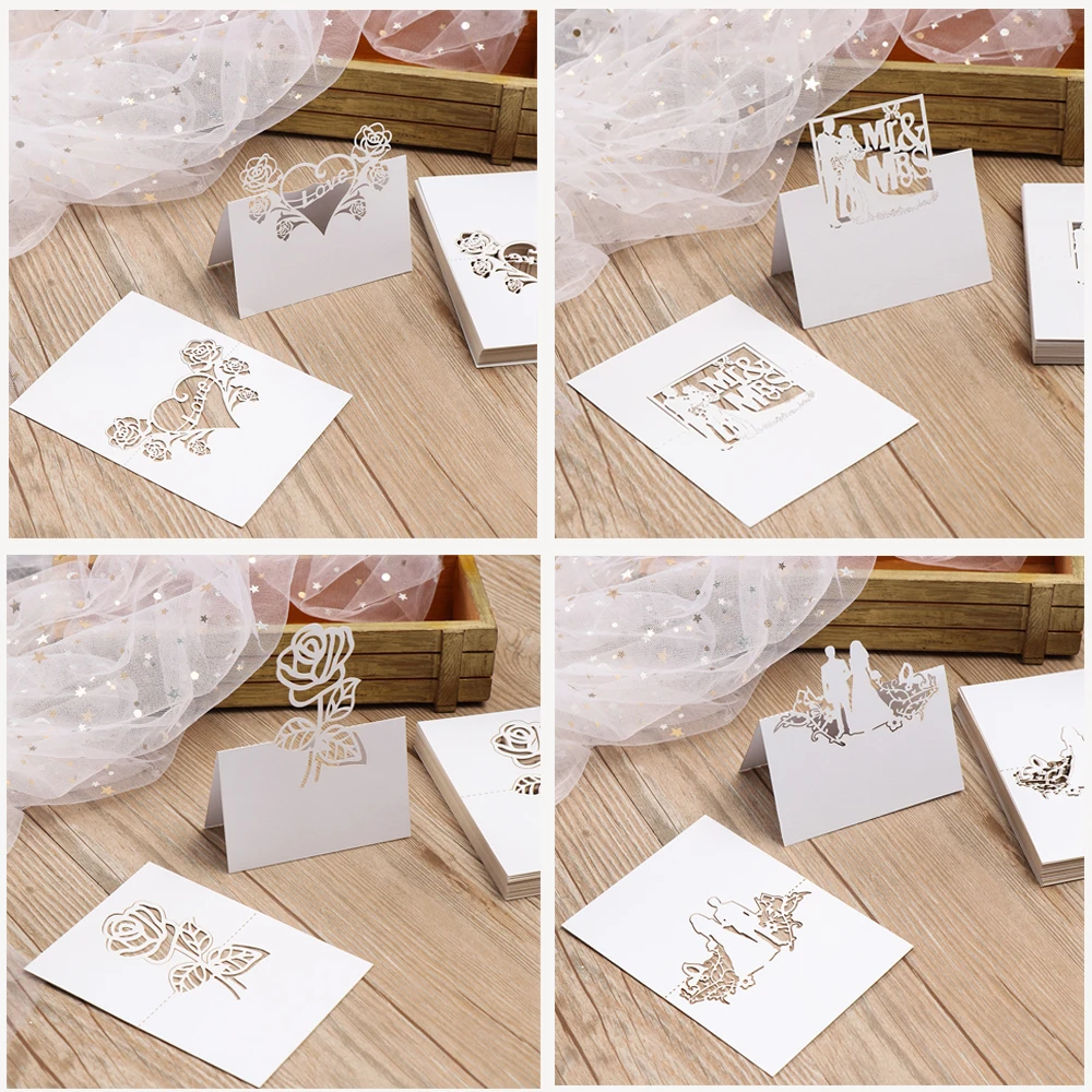 50 шт. белая кружевная Имя Место карты Свадебные украшения настольный декор стол