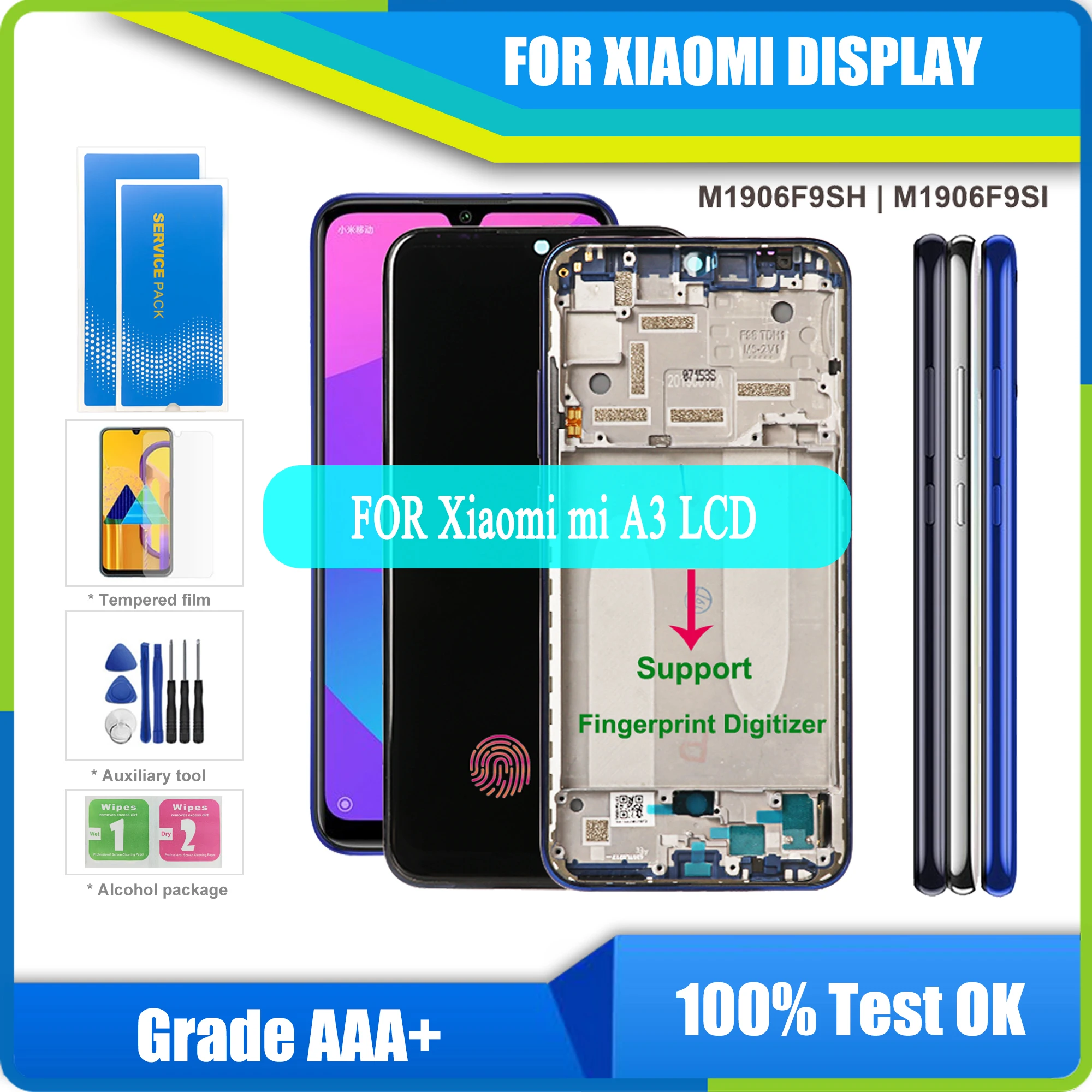 

Оригинальный Amoled ЖК-дисплей для Xiaomi mi A3 M1906F9SH с идентификацией по отпечатку пальца, 10-дюймовый сенсорный экран, эргономичный дисплей для xiaomi ...