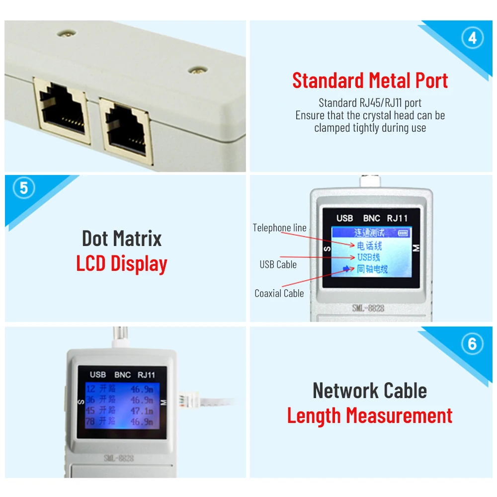 RJ45 Network Tool cable tracer USB Telephone line Finder wire length  LAN Network Cable Tester with LCD display Cable tracker