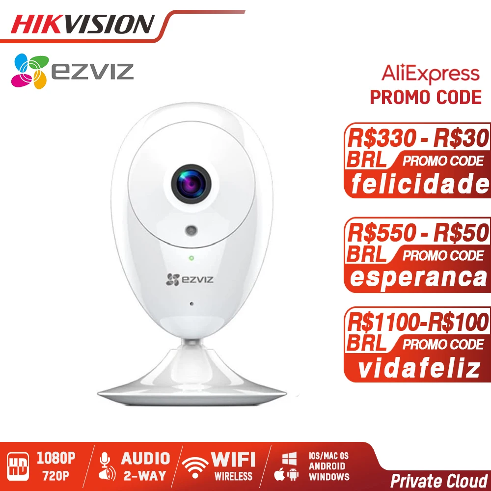 Hikvision EZVIZ ezCube IP-камера 720p 1080p Превосходная WiFi-камера ночного видения 2-сторонняя звуковая сигнализация Широкоугольный 128GB MAX Поддержка - изображение