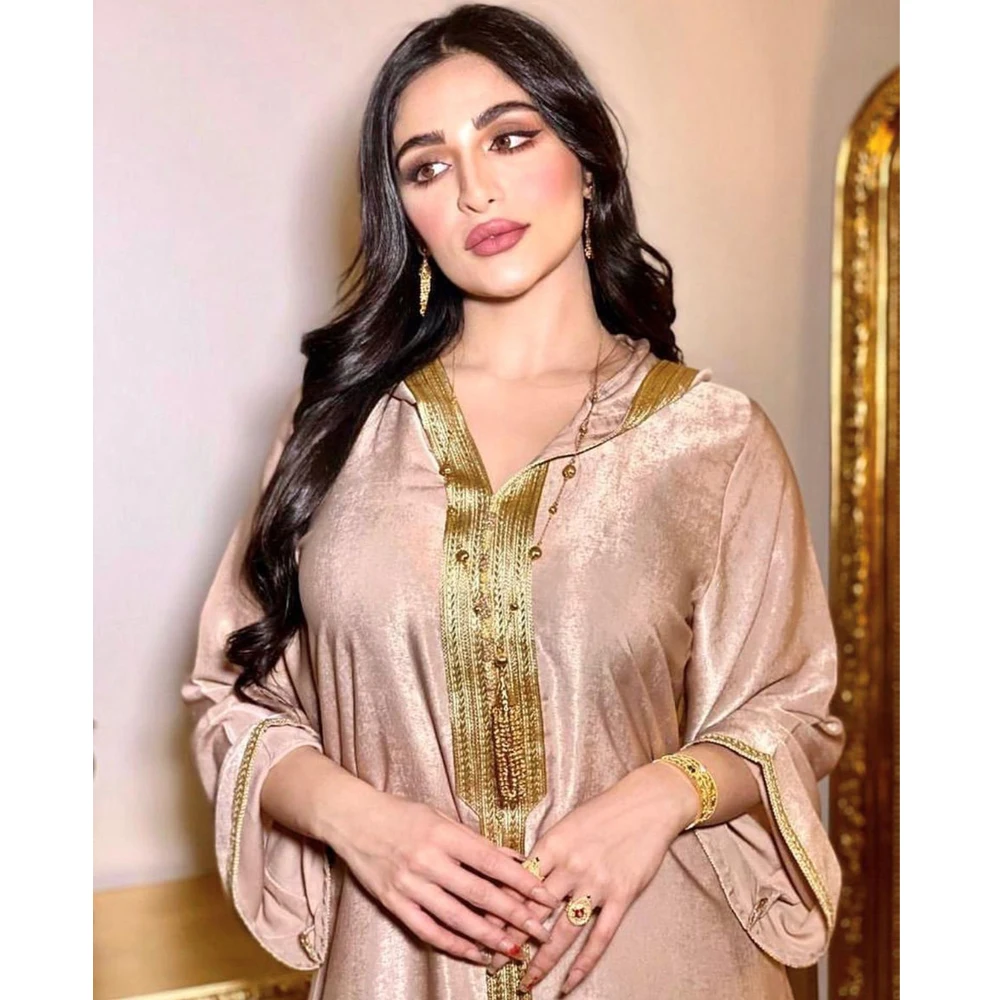 

Ramadan Eid Abaya Dubai Turkey Muslim French Velvet Lace Hooded Dress Islam Clothing Women Robe Musulman Djellaba Femme