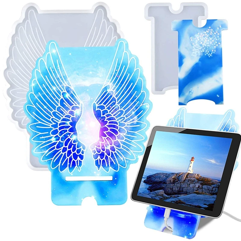 

Resin Molds Silicone for Phone Stand Large Wings Resin Phone Stand Mold Epoxy Casting Molds for DIY Mobile Phone Holder