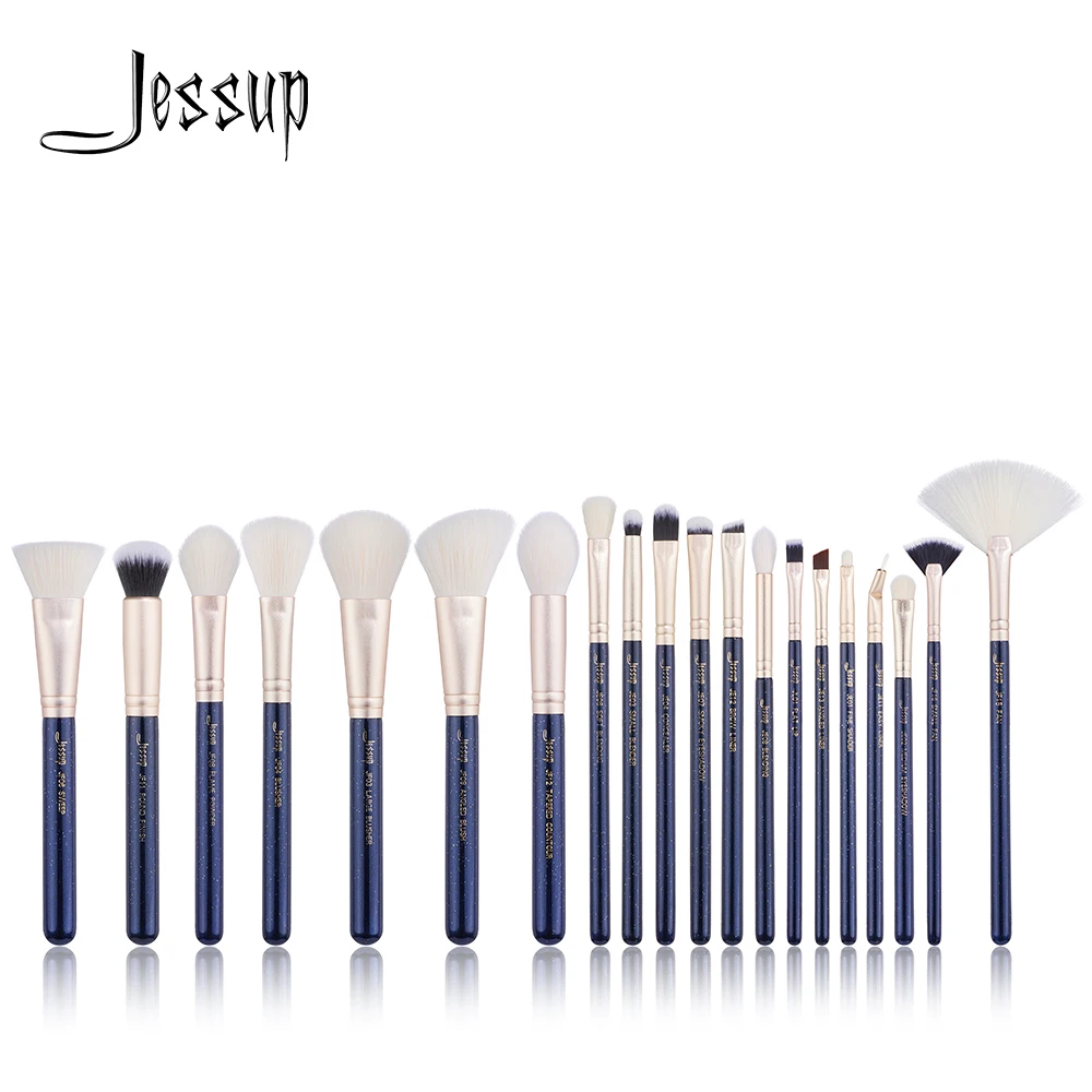 Набор профессиональных кистей для макияжа Jessup 20 шт. прусские синие/Золотые пески