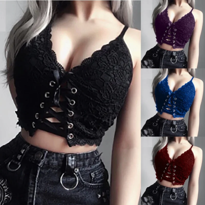 

Women's Intimates Sleeveless Tank Top Solid Lace Underwear