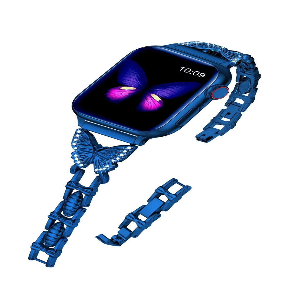 

Flying Butterfly Style Watch Strap for Apple Watch 6 4 3 2 1 Metal Chain DIY Steel Strip for Iwatch Band 5 for Lady Accessories