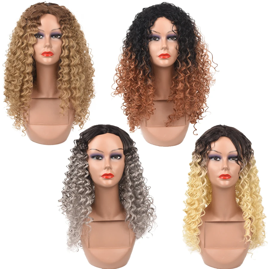 AliRobam афро кудрявые парики для черных женщин коричневые смешанные синтетические