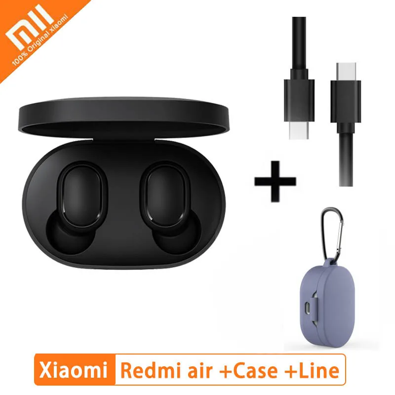 GB Purple case cable Горячая Xiaomi Redmi AirDots Беспроводной Bluethooth наушники Язык Управление ушной Автоматическое Сопряжение Мини Гарнитуры Смарт Управление - Цвет: GB Purple case cable