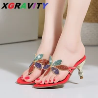 xgravity b347 top quality ladies fashion crystal heel sandals fashion casual open toe shoes new casual ladies sext girl footwear