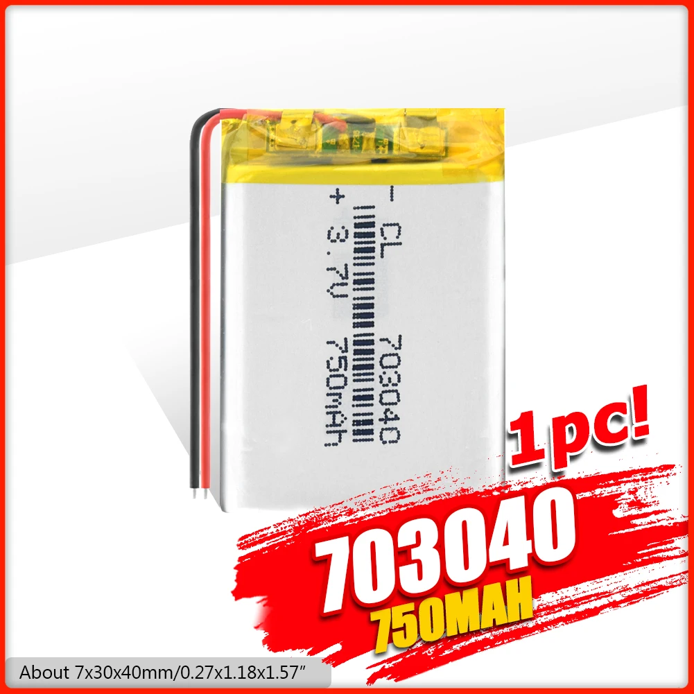 3 7 в литий полимерный аккумулятор 703040 750 мА Li Po с печатной платой для DVD MP3 MP4 MP5 gps power