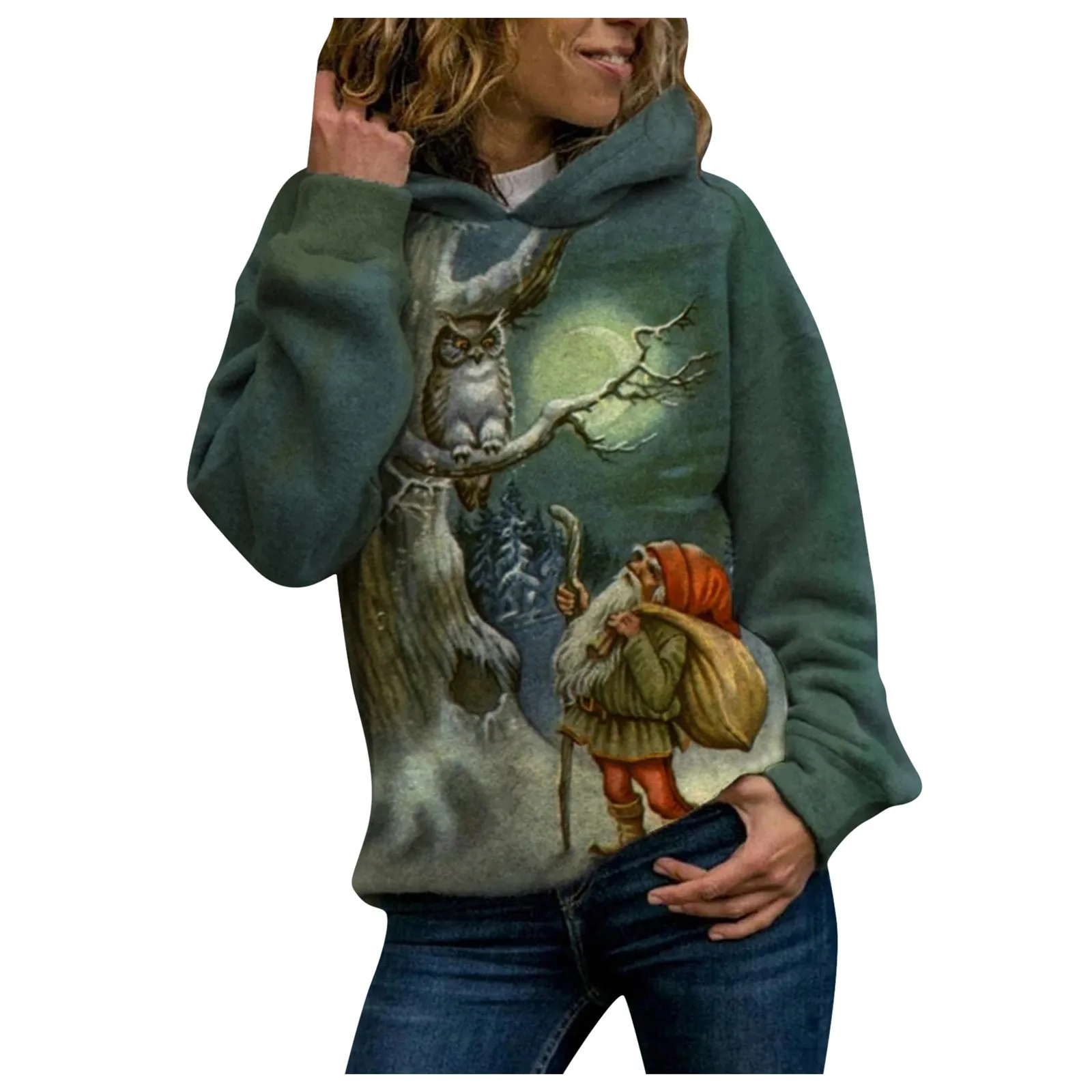 

Plus Size Women Sweatshirts Fashion Women's Cat Print Hooded Long Sleeve Leisure Pullover Sweatshirt Top Autumn Casual Hoodies