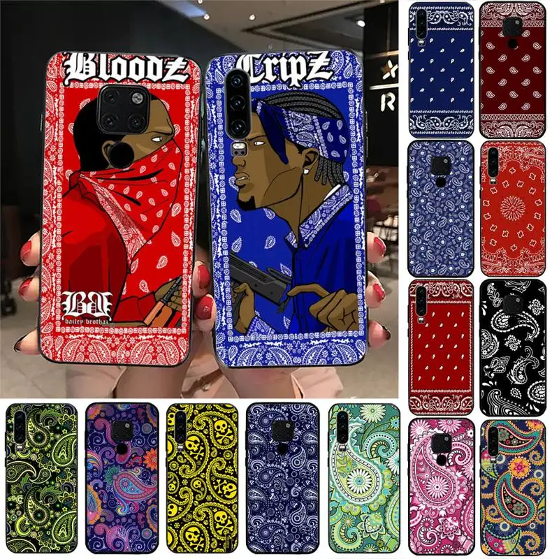 

Bloodz&Cripz Gang bandana pattern Phone Case For Huawei Y6 7prime 9prime Y5 2019 Y5 Y6Prime 2018 Nova 3E mate10 20lite 20Pro