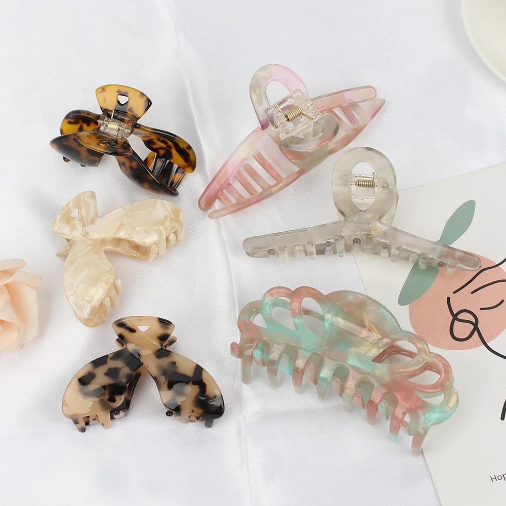 

Colorful Printing Women Girls Hair Clips Claw High Quality Geometric Amber Hairclips Ladies Hairpin Fashion Hair Accessories