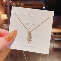 1pcs trendy titanium steel zircon fish bones pendant necklace for women girls simple ornaments chain choker jewelry accessories