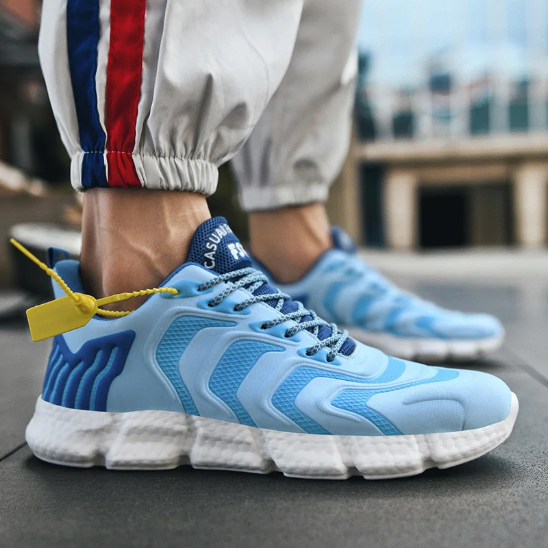 High Quality Men's Running Shoes Popcorn Outsole Light Comfortable Plus Size Sneakers Outdoor Breathable Anti-skid Sport Shoes