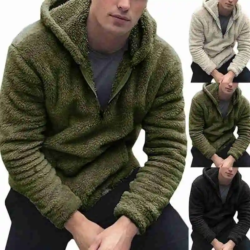 

Winter Men's Double-sided Fleece Hooded Sweater Sweater Men's Jacket V1Z6
