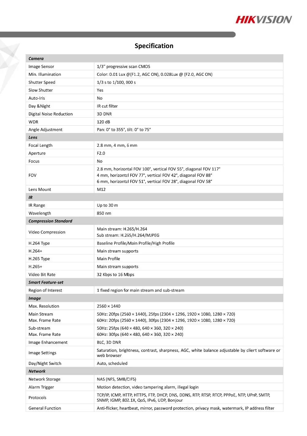 Hikvision 4MP купольная POE ip-камера для дома/улицы, фиксированная камера наблюдения ночного видения ONVIF H.265 IP67 DS-2CD1143G0-I