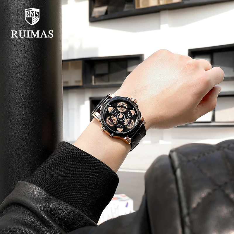 Мужские наручные часы RUIMAS Кварцевые водонепроницаемые с вращающимся