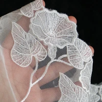 12cm1yard white lotus flower embroidery lace trimmings for clothes water soluble embroidery net lace trims sewing accessories