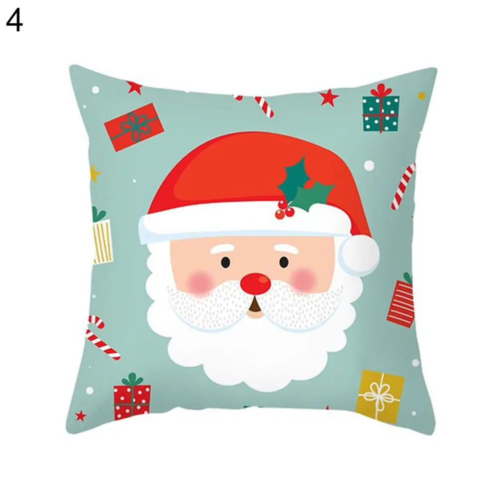 

Xmas Pillow Case Cushion Cover Santa Snowman Throw Sofa Bed Car Cafe Decoration