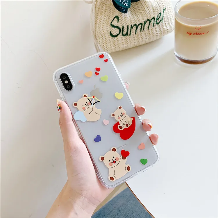 Niceking для iPhone 6, 6s, 7, 8 Plus, X, XR, XS Max, чехол с милым мультяшным медведем, Кроликом, мягкий ТПУ чехол для телефона, для iPhone 11 Pro, Max, чехол