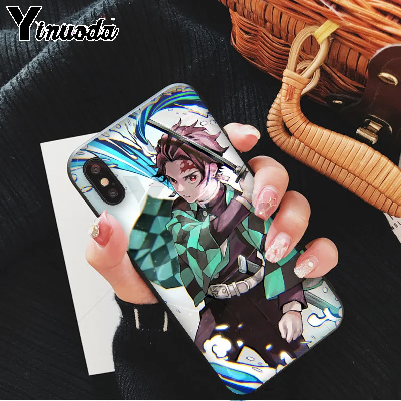 Yinuoda demon slayer kimetsu no yaiba TPU Мягкий силиконовый черный чехол для телефона iPhone 8 7 6S Plus X XS MAX 5 5S SE XR 11 11pro