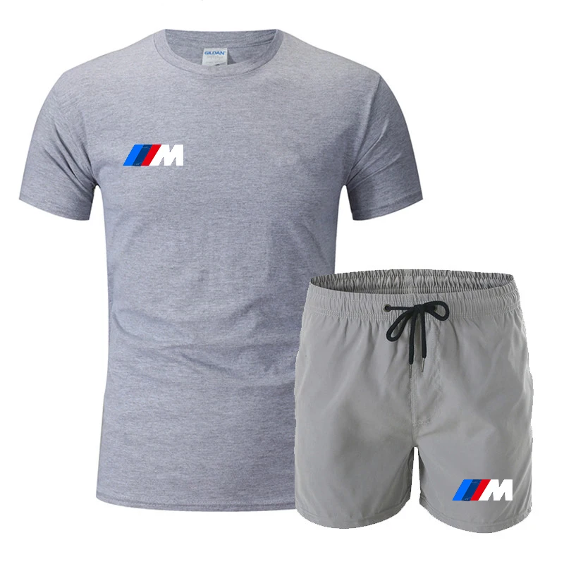 

Casual fashion sports T-shirt + shorts two-piece men's sportswear summer clothes T-shirt brand BMW track suit men's sportswear