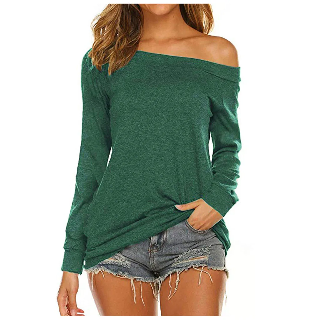 MISSOMO harajuku футболка женская футболка с длинным рукавом с вырезом лодочкой топ с открытыми плечами Туника уличная Корейская одежда женские Топы 9