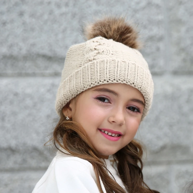 For Kids Hot Winter Newborn Cute Warm Girls Boys Baby Plush Ball Design Hats Knitted Hemming Caps Photography Props |