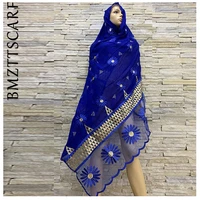 african women embroidery cotton splicing net scarf big size headscarf women hijab scarf on sales bm819